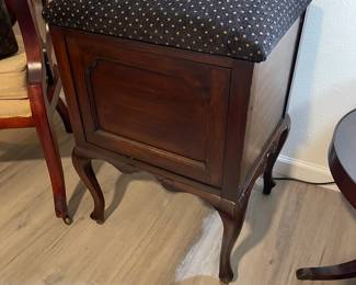 Antique blanket/storage chest with upholstered top