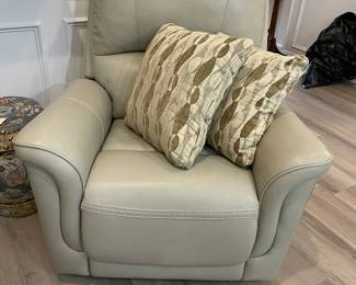 Leather electric reclining chair with lumbar support, cushions