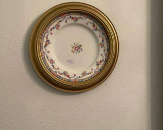 Vintage hand painted plate in frame