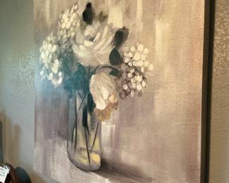 Canvas vase of roses