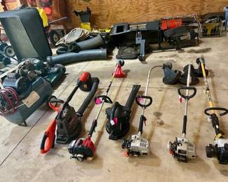 Varity of air compressors, weed wackers, etc.