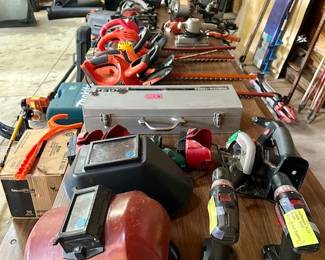 Variety of power tools, drills, saws and welding equipment