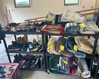 Variety of rugs (new with tags) and size 8 & 8 1/2 women's shoes (new with tags)