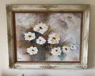 Framed Original on Canvas of Floral Still Life Signed Reynolds (46"W x 37"H)
