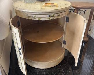 Round Hand-painted 2 Door Storage Cabinet (26"D x 28"H)