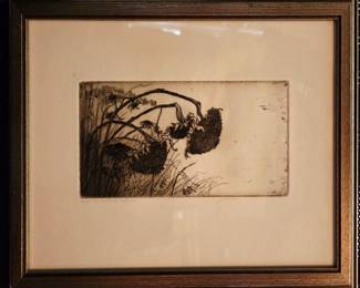 Harold E Little " Sunflowers" Limited Edition Etching