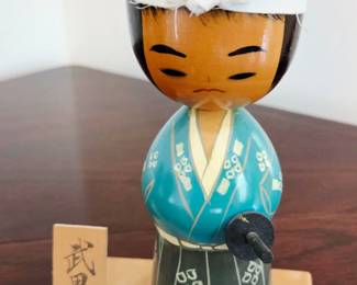 Japanese Kokeshi Wood Doll Samurai Takeda Shingen