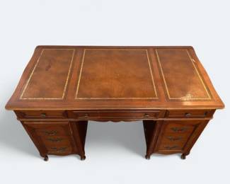Vintage 9 Drawer Leather Top Desk