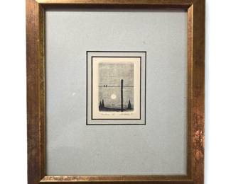 M Woodie "Two Doves" etching