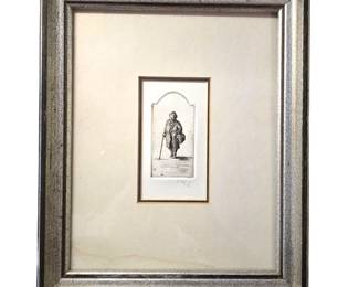Harold E Little "Woman Shopper with Cane" Etching Proof