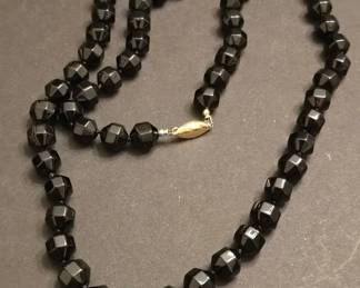 Black Glass with 14k Gold Clasp