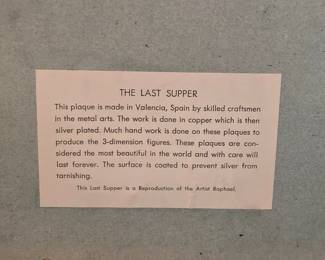 "The Last Supper" 3D Plaque, Made in Spain