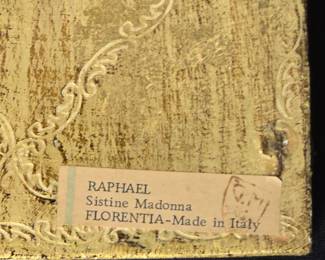Vintage Raphael Sistine Madonna Florentine Triptych, Made in Italy
