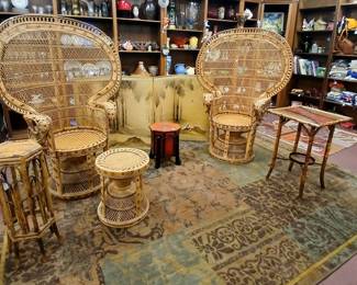 VINTAGE RATTAN PEACOCK CHAIRS