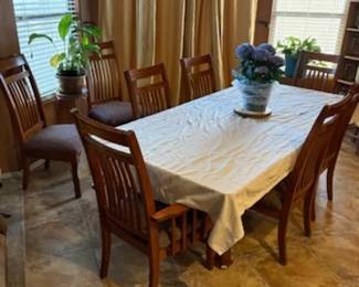 DINING ROOM TABLE, 8 CHAIRS