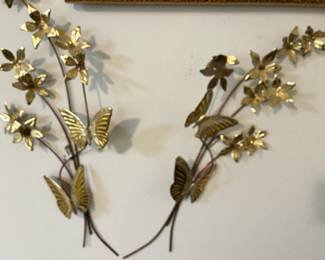 Metal floral and butterfly wall hanging