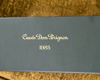 Dom Perignon box and empty bottle 