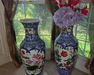Hong Lian Riven Ceramic Floor standing Large Vases.  37.4 in x 33 in W.   Set of two $500