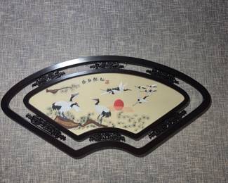 Cranes and Pine Fan Shaped Wall Art $25