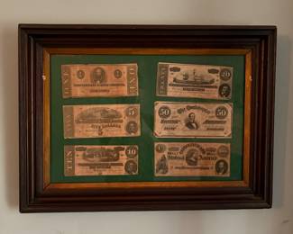 Framed confederate money 