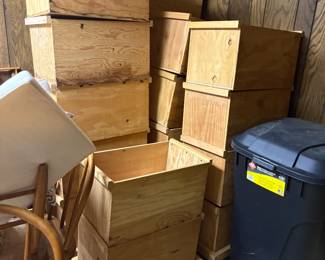 . . . home-made stackable storage bins on rolling base!