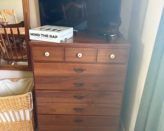 . . . maple chest of drawers and flat screen TV