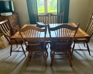 . . . beautiful maple dining table and six Windsor-style chairs