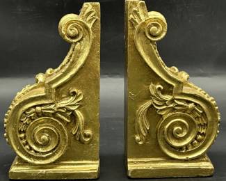 Pair Vintage Gilt Gold Bookends