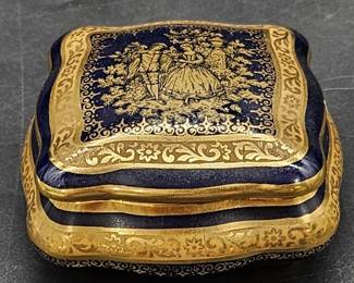 Vinatage Cobalt w/ Gold Accent Limoges Trinket Box