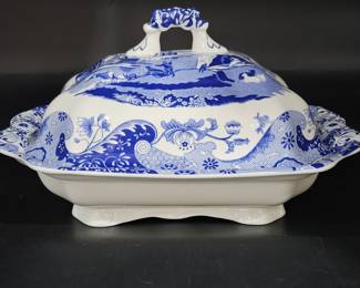 Spode Italian Blue & White Covered Vegetable Dish