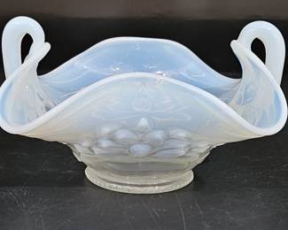 Vintage Fenton Opalescent Waterlily & Cat Tail