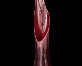 Over 3ft Tall Amethyst Art Glass Swung Vase