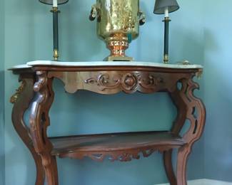 Marble top table
Russian samovar