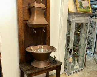 European antique copper basin