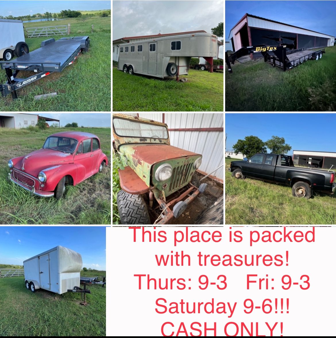 So manye cool things… and pre-sales are available on the above large items ONLY such as vehicles & trailers!!! Contact me by phone or text  for more info or to set up an appointment to view these big items currently available at special pre-sale pricing!  Give me a call today: (773)844-4332 -Robert-
No items besides the few pictured large items above will be pre-sold… Everything else will be “first come first served” when we open on Thursday morning.