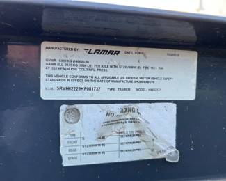 2019 Diamond plate Lamar car hauler (or what ever you want) with food diwn dovetail Ramos and original paperwork … double axle & rated at 14k total.