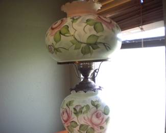Lovely large painted glass lamp