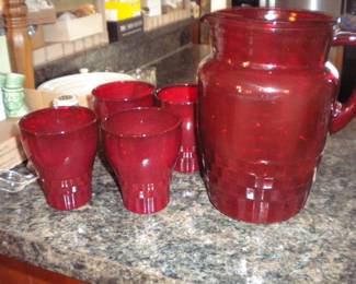 Ruby red 5pc juice set