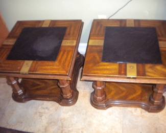 2 of 5 Mid-century Modern accent tables with drop in slate tops