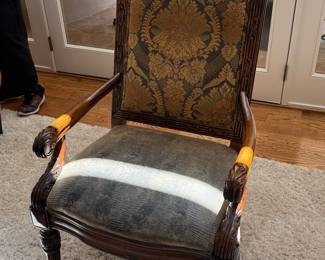 Pair of Fairfield French Provincial Chairs with Tapestry Upholstery