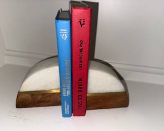 Wood/ marble bookends
