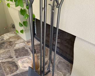 Large Iron Fireplace Set