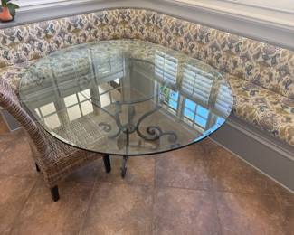 Wrought Iron Beveled Glass Oblong Dining Table 60” x 72”