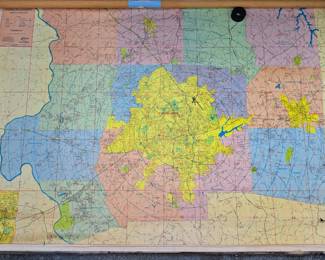 RARE VINTAGE WINSTON SALEM FORSYTH COUNTY NC WALL ROLL UP MAP