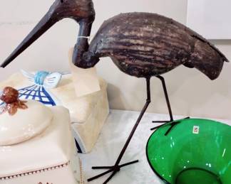 FABULOUS HAND SCULPUTURED SCRAP METAL IBIS FROM ZIMBABWE