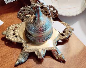ANTIQUE BRASS INKWELL