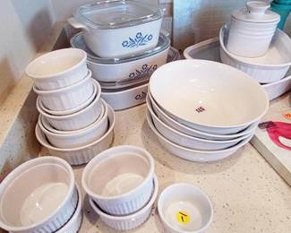 CORNING, PYREX, CASSEROLES, MIXING BOWLS, LOTS TO CHOOSE FROM IN KITCHEN!