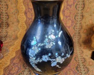 Mother of Pearl Brass Vase