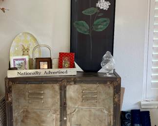 RUSTIC LOOK METAL STORAGE CABINET