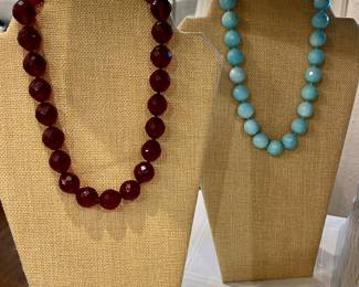 FACETED GLASS BEAD NECKLACES